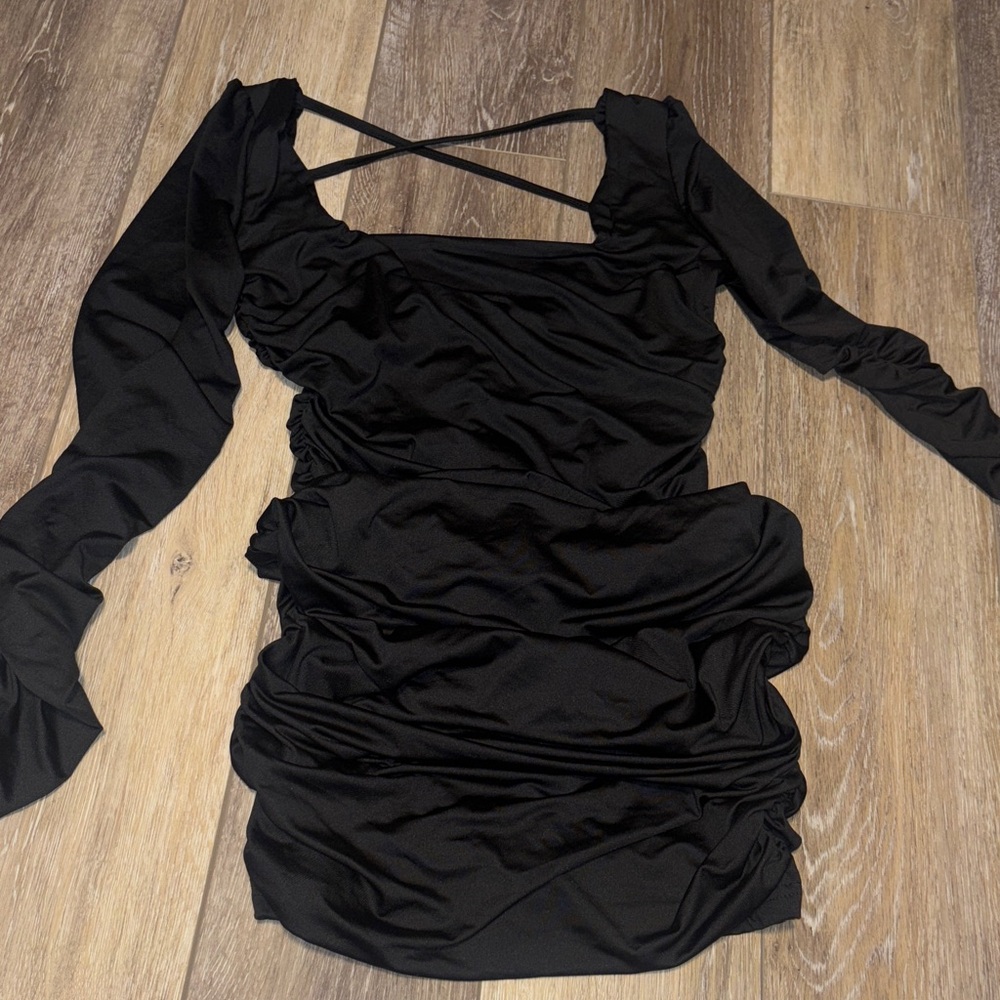 Elegant Black Ruched Dress